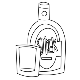 Green apple drink black and white clipart