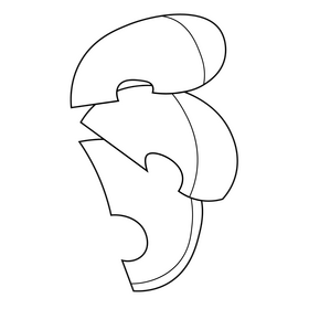 Green apple slices black and white clipart