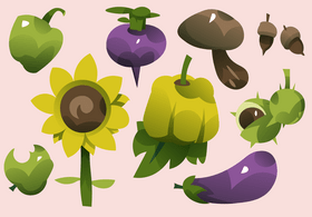 Autumn fruits and vegetables collection vector