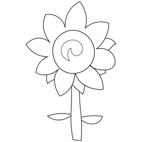 Autumn sunflower drawing black and white clipart