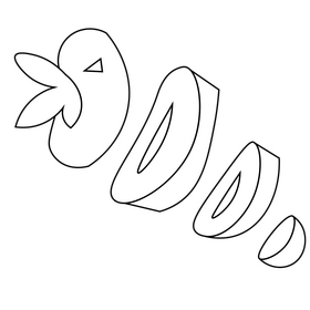 Strawberry fruit cut black and white clipart