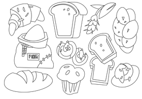 Bread set black and white vector