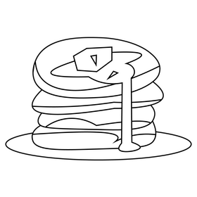 Breakfast pancakes black and white clipart