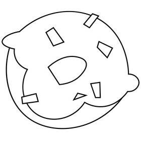 Chocolate donut black and white clipart
