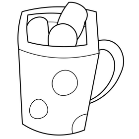 Coffee cup cartoon black and white clipart