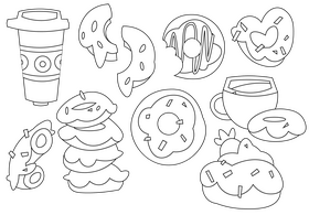 Donuts set black and white vector