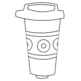 Donut coffee black and white clipart