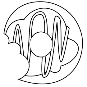 Donut bite black and white clipart