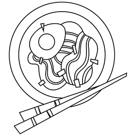 Egg ramen drawing black and white clipart