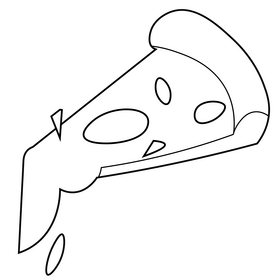 Pizza cartoon black and white clipart