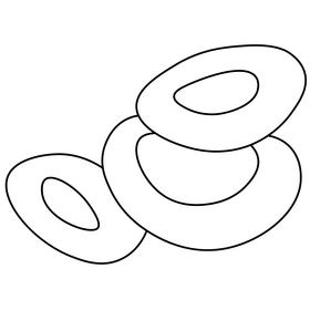 Fast food onion rings black and white clipart