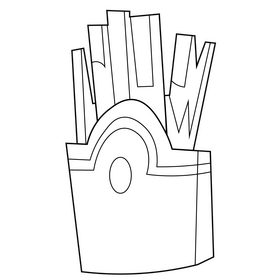 Fast food french fries black and white clipart