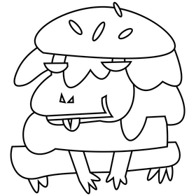 Cartoon burger black and white clipart