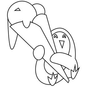 Cartoon ice cream with cute animal black and white clipart