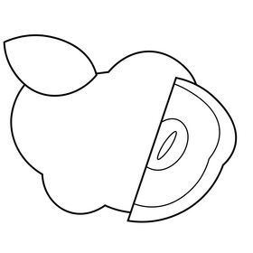 Green apple slice drawing black and white clipart