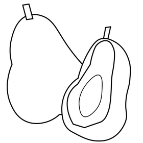 Avocado slice drawing black and white clipart