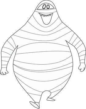 Mummy cartoon black and white clipart