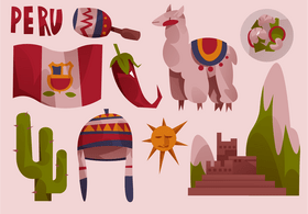 Peru icon set vector