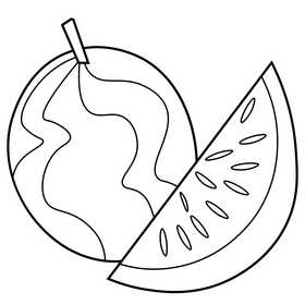 Watermelon slice drawing black and white clipart
