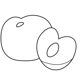 Plum slice drawing black and white clipart