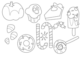Halloween food set black and white vector