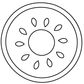 Kiwi half flat design black and white clipart