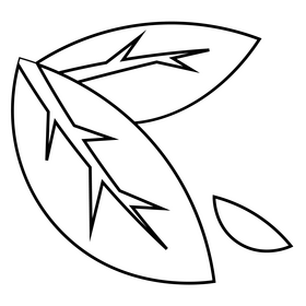 Leaves flat design black and white clipart