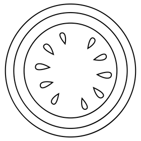 Melon half flat design black and white clipart