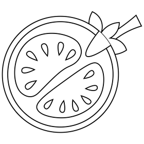 Tomato half flat design black and white clipart