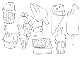Ice cream set black and white vector