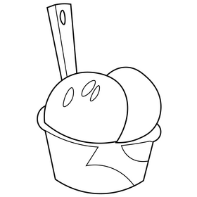 Ice cream balls in a cup black and white clipart