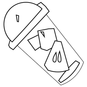 Fresh melon and watermelon pieces in cup black and white clipart