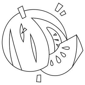Melon cut flat black and white clipart