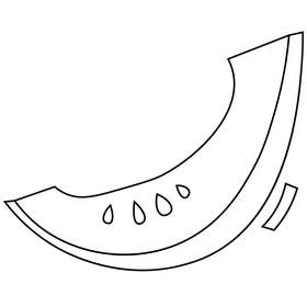 Flat melon slice black and white clipart