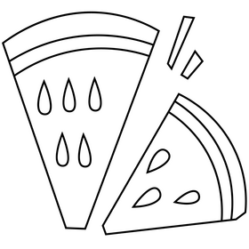 Melon and watermelon triangle slice black and white clipart