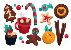 Christmas food set vector