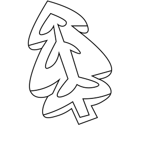 Christmas tree cookie drawing black and white clipart