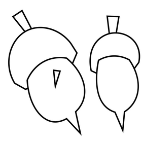 Acorn flat cartoon black and white clipart