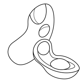 Peanut flat cartoon black and white clipart