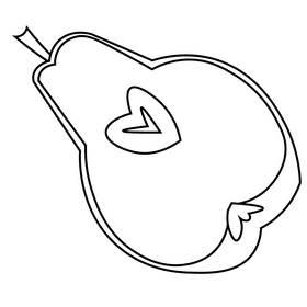 Pear half black and white clipart