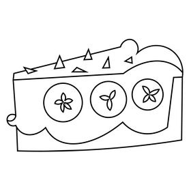 Banana pie slice drawing black and white clipart