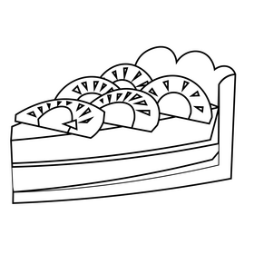 Kiwi pie slice drawing black and white clipart