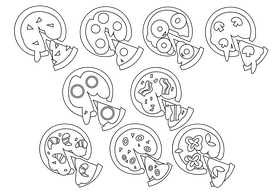 Pizza Italian food set black and white vector