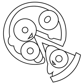 Pizza hawaiian black and white clipart