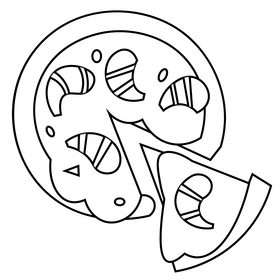 Pizza seafood black and white clipart