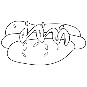 Sausage hotdog black and white clipart