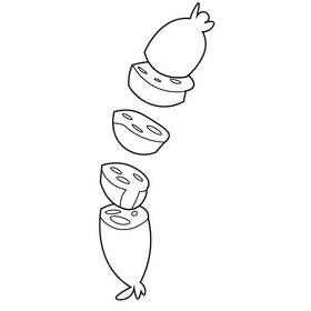 Sausage slice black and white clipart