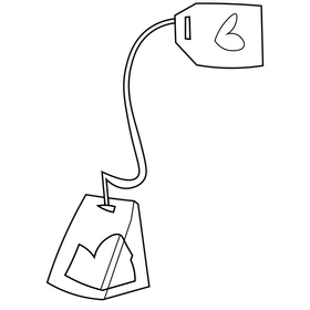 Tea bag black and white clipart