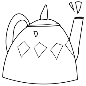 Teapot drawing black and white clipart