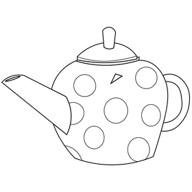 Teapot drawing black and white clipart